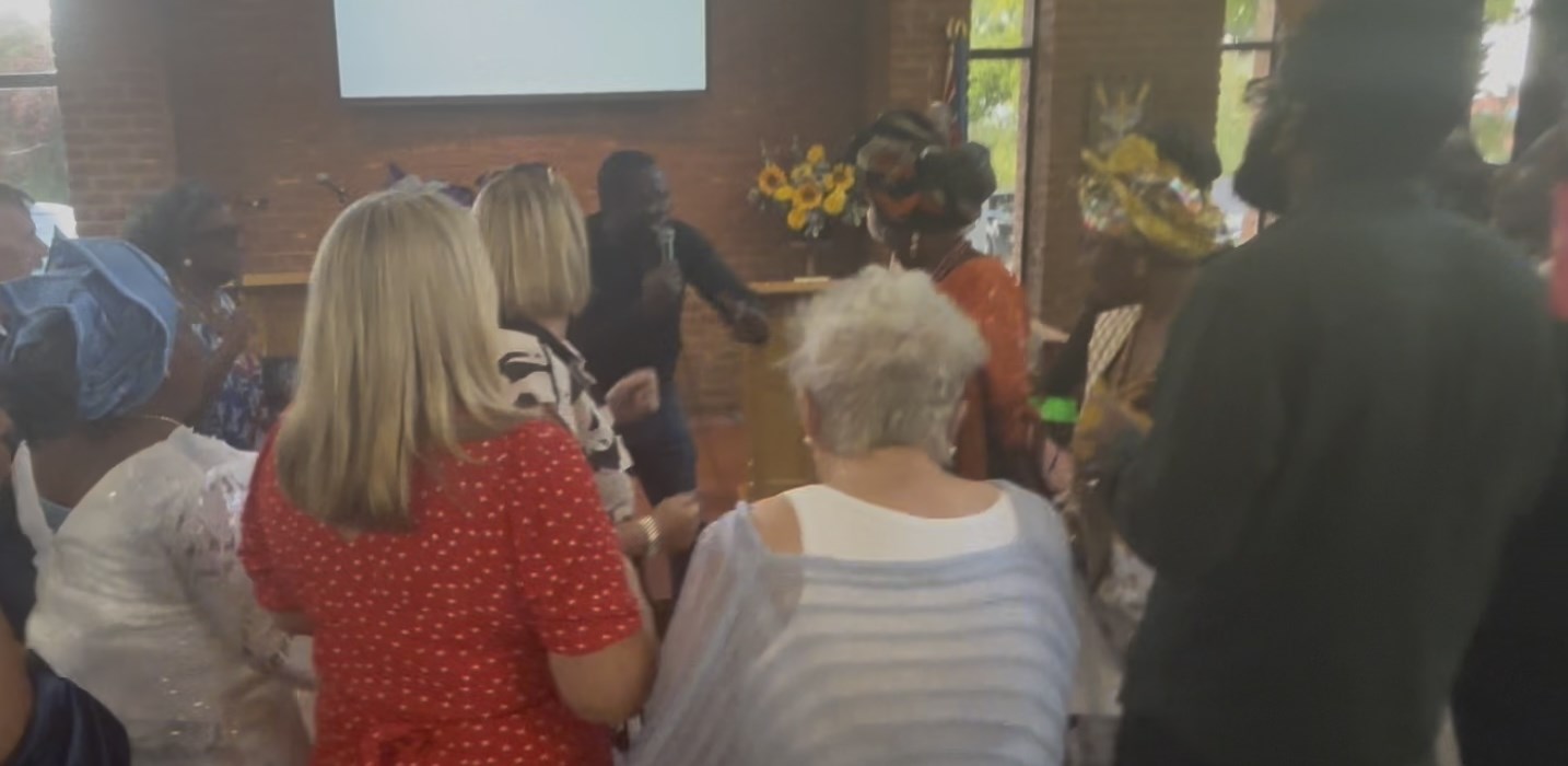 church members during worship